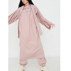 Baserange Lesie Dress Kaftan Caftan Ahimsa Raw Wild Silk Pompei Rose Size M NWT